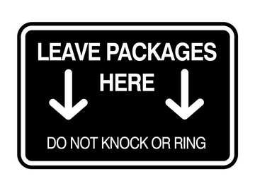 Signs ByLITA Classic Framed Leave Packages Here Do not Knock or Ring Entrance Wall or Door Sign